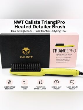 NEW Calista Heated Detailer Brush Hair Straightener Frizz Styling Tool Salon